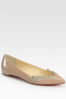 Christian Louboutin Pigalove Patent Leather Crystal Coated Flats - Lyst