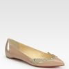 Christian Louboutin Pigalove Patent Leather Crystal Coated Flats in Beige (nude) - Lyst