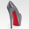 Christian Louboutin Glittercoated Platform Pumps in Silver - Lyst