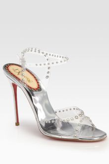 Christian Louboutin Icone Translucent Studded Metallic Leather Sandals - Lyst