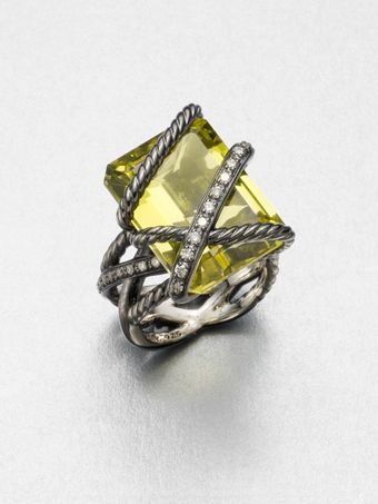 David Yurman Diamond Accented Lemon Citrine Ring - Lyst