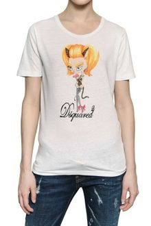 DSquared2 Printed Cotton Linen Jersey Tshirt - Lyst