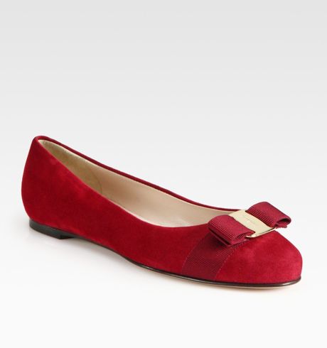 salvatore ferragamo red ballet flats