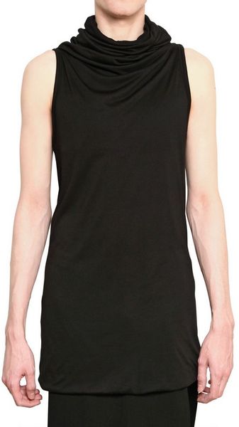 Gareth Pugh Modal Viscose Jersey Sleveless Tshirt in Black for Men - Lyst