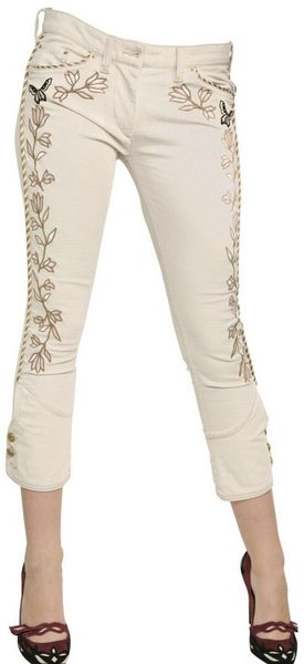 Isabel Marant Embroidered Stretch Cotton Denim Jeans - Lyst