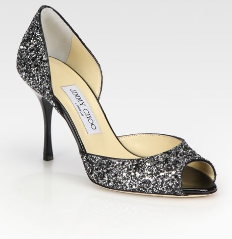 Jimmy Choo Logan Glitter Dorsay Pumps in Silver - Lyst