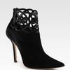 Oscar De La Renta Suede and Patent Leather Ankle Boots in Black - Lyst