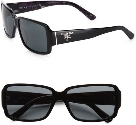 Prada Rectangular Full Rim Acetate Sunglasses in Black - Lyst