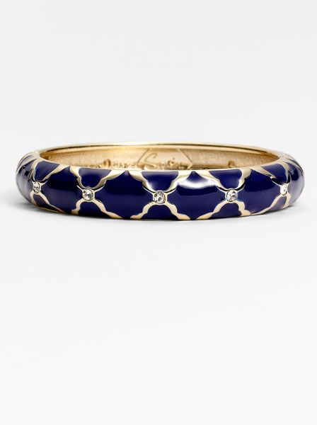 Sequin Medium Crystal Detail Hinged Bangle in Blue (navy/ gold) - Lyst