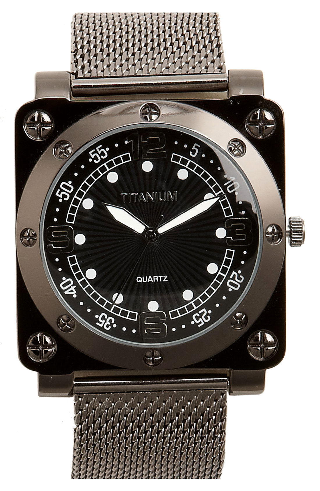 Titanium Square Face Mesh Strap Watch in Brown for Men (gunmetal) Lyst