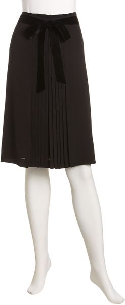 Tory Burch Pleated Silk Skirt in Black - Lyst