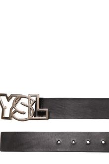 Yves Saint Laurent 35cm Brushed Leather Belt - Lyst