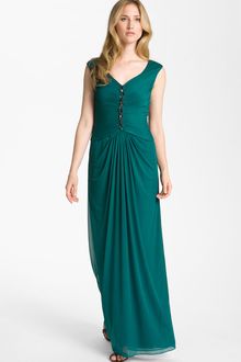 Adrianna Papell Embellished Pleated Bodice Mesh Gown - Lyst