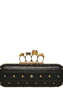 Alexander McQueen Knucklebox Studded Nappa Leather Clutch - Lyst
