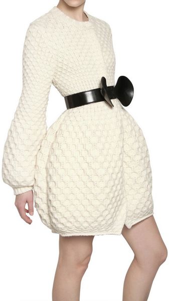 Alexander Mcqueen Honeycomb Wool Knit Coat in Beige (white) - Lyst