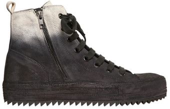 Ann Demeulemeester Degrade Waxed Suede High Top Sneakers - Lyst