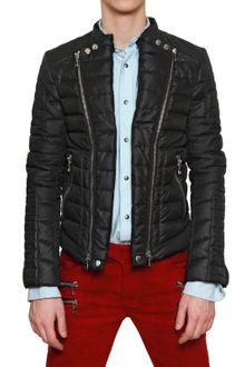 Balmain Double Zipped Quilted Nylon Biker Jacket - Lyst