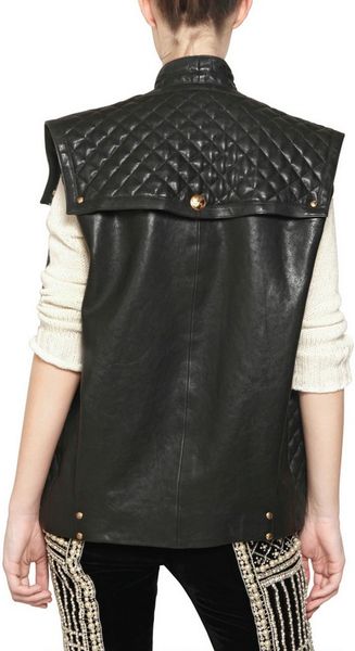 Balmain Quilted Oversize Nappa Leather Jacket in Black | Lyst