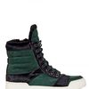 Balmain Pony Hair Suede and Shearling Trainers in Green for Men - Lyst