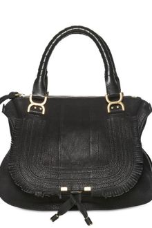 Chloé Grained Leather Marcie With Fringing - Lyst