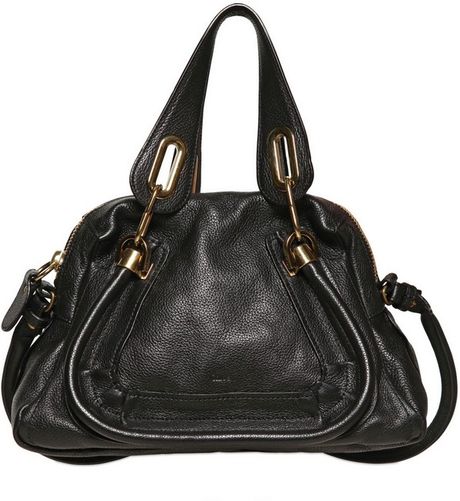 Chloé Mini Paraty Grained Leather Top Handle in Black - Lyst