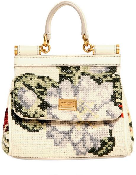 Dolce & Gabbana Mini Miss Sicily Stitched Shoulder Bag in Beige (ivory) - Lyst