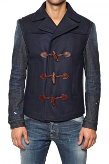 DSquared2 Felt Wool Denim Duffle Casual Jacket - Lyst