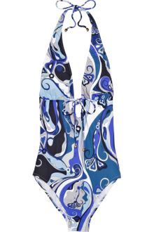 Emilio Pucci Printed Halterneck Swimsuit - Lyst