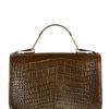 Emilio Pucci Suede Croco Printed Leather Top Handle in Brown (green) - Lyst