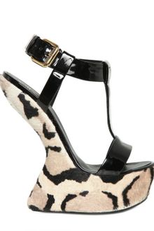 Giuseppe Zanotti 150mm Patent Pony Skin Sculpted Wedges - Lyst