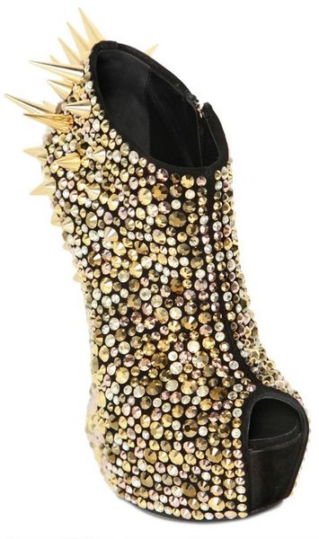 Giuseppe Zanotti 150mm Suede Spiked Sculptural Wedges in Gold (black) - Lyst