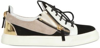 Giuseppe Zanotti 20mm Suede Metallic Calfskin Sneakers - Lyst