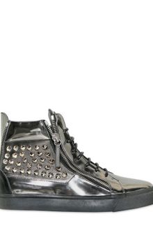 Giuseppe Zanotti Patent Mirror Metal Studded Sneakers - Lyst