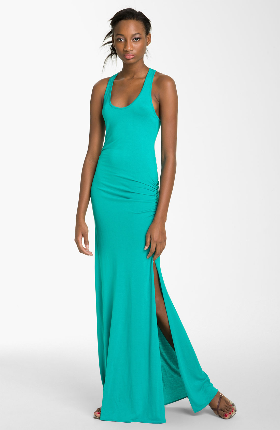 Haute Hippie Ruched Maxi Dress in Blue (turquoise) Lyst