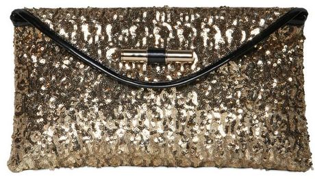 Jimmy Choo Large Canisa Sequined Clutch in Gold - Lyst