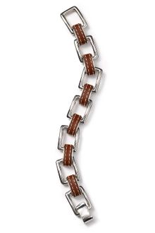 Lauren by Ralph Lauren Pacific Heights Medium Rectangle Leather Link Bracelet - Lyst