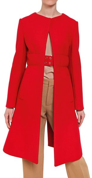 Marni Washed Wool Cloth Coat in Red - Lyst