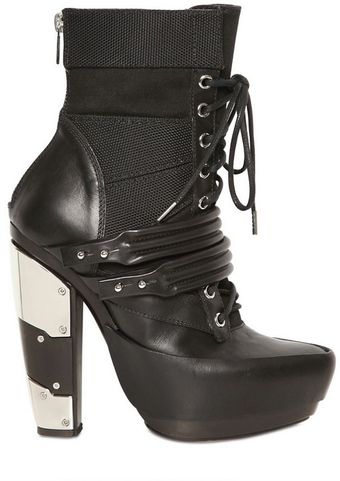 Rodarte 120mm Mirrored Heel Leather Combat Boots - Lyst