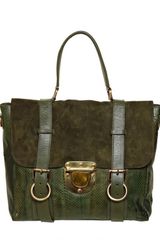 Su-shi Old School Snake Print Suede Satchel
