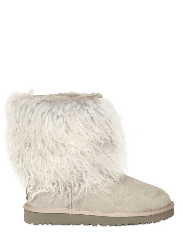 leather ugg boots with fur trim