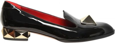Valentino 30mm Patent Macro Stud Loafers in Black - Lyst