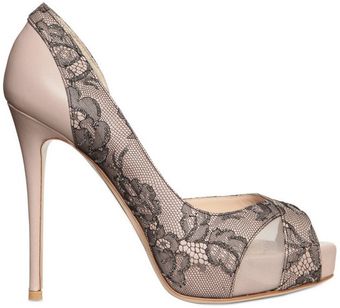 Valentino 120mm Nappa Lace Crystals Open Toe Pumps - Lyst