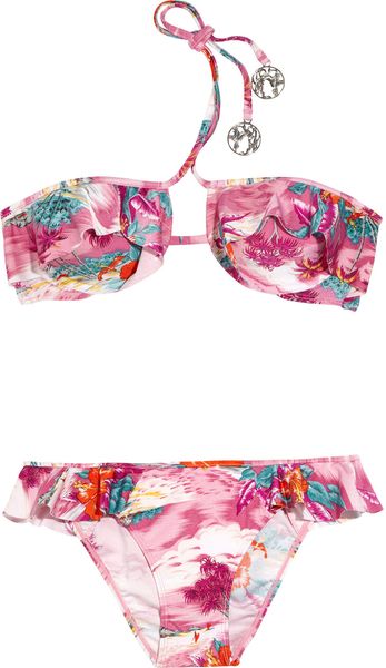 Zimmermann Hawaiian Print Halter Neck Bikini in Multicolor (fuchsia) - Lyst