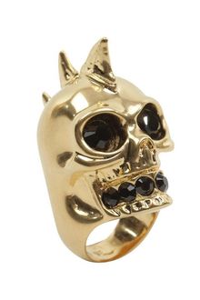Alexander McQueen Gold Shark Tooth Skull Cocktail Ring - Lyst