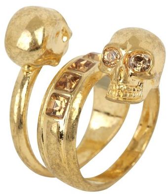 Alexander McQueen Goldamber Spiral Twin Skull Ring - Lyst