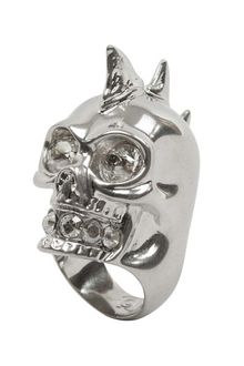 Alexander McQueen Silver Shark Tooth Skull Cocktail Ring - Lyst