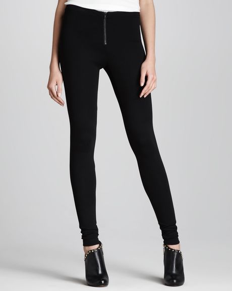Alice + Olivia Frontzip Leggings in Black - Lyst