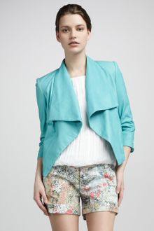 Alice + Olivia Colton Drapefront Leather Jacket - Lyst