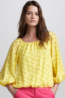 Alice + Olivia Alta Jacquard Peasant Top - Lyst