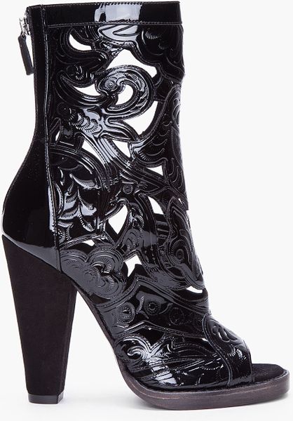Balmain Black Embossed Sofia Booties in Black - Lyst